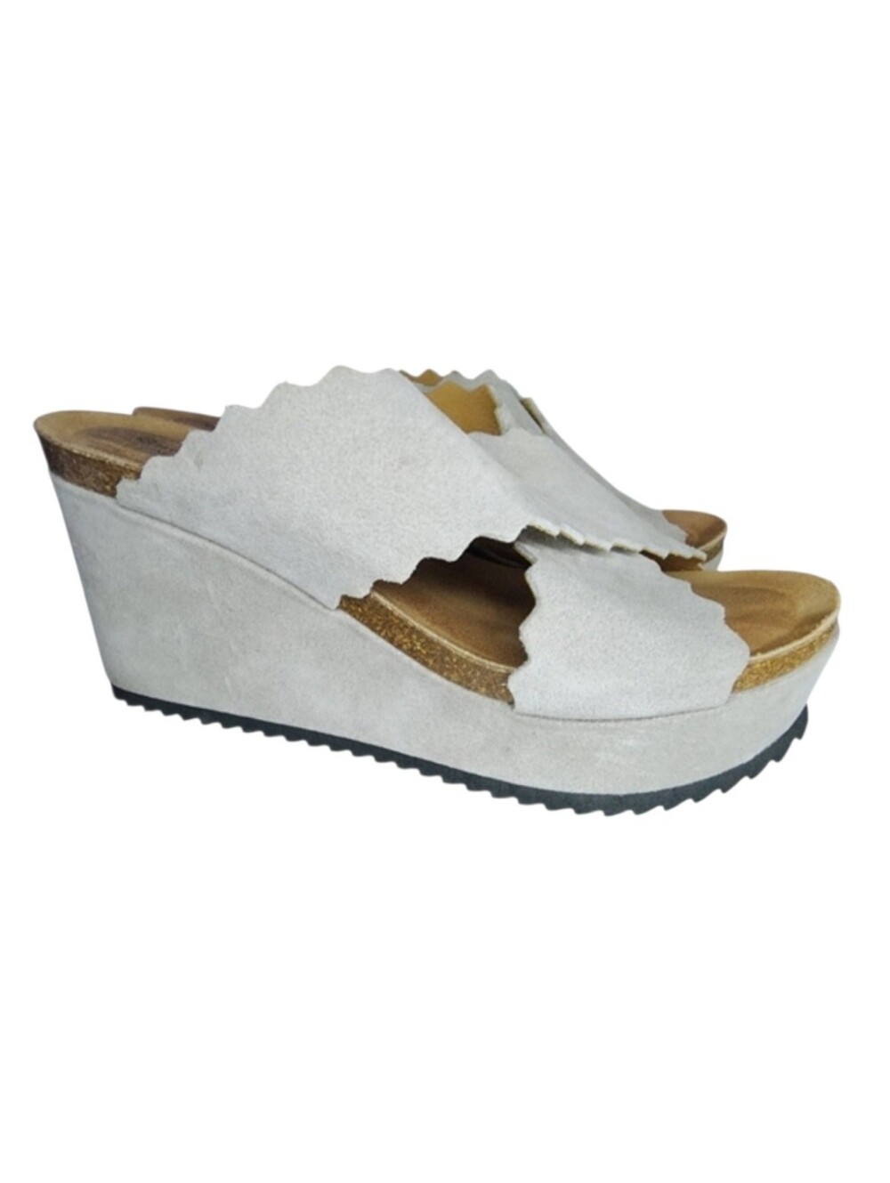 Chocolat Blu Natural Wedge Cross Strap Sandals, Womens 39 EU (8-8.5 US) - Picture 1 of 11